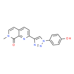 ChemSpider 2D Image | 2-[1-(4-Hydroxyphenyl)-1H-1,2,3-triazol-4-yl]-7-methyl-1,7-naphthyridin-8(7H)-one | C17H13N5O2