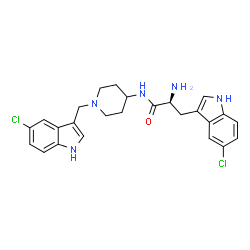 ChemSpider 2D Image | 5-Chloro-N-{1-[(5-chloro-1H-indol-3-yl)methyl]-4-piperidinyl}-L-tryptophanamide | C25H27Cl2N5O