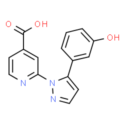 ChemSpider 2D Image | 2-[5-(3-Hydroxyphenyl)-1H-pyrazol-1-yl]isonicotinic acid | C15H11N3O3