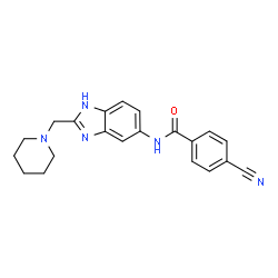 ChemSpider 2D Image | 4-Cyano-N-[2-(1-piperidinylmethyl)-1H-benzimidazol-5-yl]benzamide | C21H21N5O