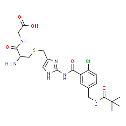 ChemSpider 2D Image | S-({2-[(2-Chloro-5-{[(2,2-dimethylpropanoyl)amino]methyl}benzoyl)amino]-1H-imidazol-4-yl}methyl)-L-cysteinylglycine | C22H29ClN6O5S