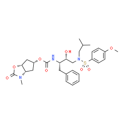 ChemSpider 2D Image | (3aS,5R,6aR)-3-Methyl-2-oxohexahydro-2H-cyclopenta[d][1,3]oxazol-5-yl [(2S,3R)-3-hydroxy-4-{isobutyl[(4-methoxyphenyl)sulfonyl]amino}-1-phenyl-2-butanyl]carbamate | C29H39N3O8S