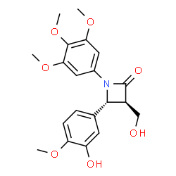 ChemSpider 2D Image | (3R,4R)-4-(3-Hydroxy-4-methoxyphenyl)-3-(hydroxymethyl)-1-(3,4,5-trimethoxyphenyl)-2-azetidinone | C20H23NO7