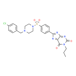 ChemSpider 2D Image | 8-(4-{[4-(4-Chlorobenzyl)-1-piperazinyl]sulfonyl}phenyl)-1-propyl-1H-purine-2,6-dione | C25H25ClN6O4S