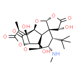 ChemSpider 2D Image | (1R,3R,6R,7R,8S,9S,10S,11S,13S,16S,17R)-6,12,17-Trihydroxy-16-methyl-9-(methylamino)-8-(2-methyl-2-propanyl)-2,4,14,19-tetraoxahexacyclo[8.7.2.0~1,11~.0~3,7~.0~7,11~.0~13,17~]nonadecane-5,15,18-trione | C21H27NO10