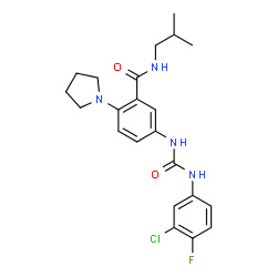 ChemSpider 2D Image | 5-{[(3-Chloro-4-fluorophenyl)carbamoyl]amino}-N-isobutyl-2-(1-pyrrolidinyl)benzamide | C22H26ClFN4O2