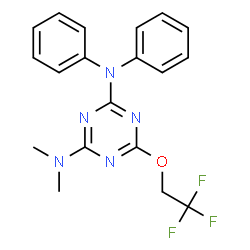 ChemSpider 2D Image | N,N-Dimethyl-N',N'-diphenyl-6-(2,2,2-trifluoroethoxy)-1,3,5-triazine-2,4-diamine | C19H18F3N5O