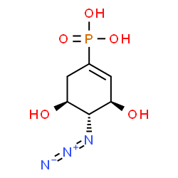 ChemSpider 2D Image | [(3R,4R,5S)-4-Azido-3,5-dihydroxy-1-cyclohexen-1-yl]phosphonic acid | C6H10N3O5P
