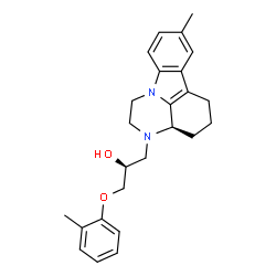 ChemSpider 2D Image | (2S)-1-[(3aR)-8-Methyl-1,2,3a,4,5,6-hexahydro-3H-pyrazino[3,2,1-jk]carbazol-3-yl]-3-(2-methylphenoxy)-2-propanol | C25H30N2O2