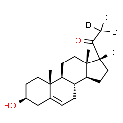 ChemSpider 2D Image | (3beta,17alpha)-3-Hydroxy(17,21,21,21-~2~H_4_)pregn-5-en-20-one | C21H28D4O2