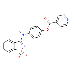 ChemSpider 2D Image | 4-[(1,1-Dioxido-1,2-benzothiazol-3-yl)(methyl)amino]phenyl isonicotinate | C20H15N3O4S