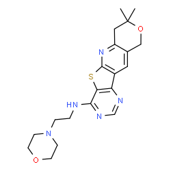 ChemSpider 2D Image | 8,8-Dimethyl-N-[2-(4-morpholinyl)ethyl]-7,10-dihydro-8H-pyrano[3'',4'':5',6']pyrido[3',2':4,5]thieno[3,2-d]pyrimidin-4-amine | C20H25N5O2S