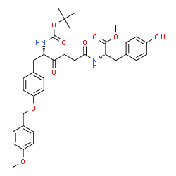 ChemSpider 2D Image | Methyl N-[(5S)-6-{4-[(4-methoxybenzyl)oxy]phenyl}-5-({[(2-methyl-2-propanyl)oxy]carbonyl}amino)-4-oxohexanoyl]-L-tyrosinate | C35H42N2O9