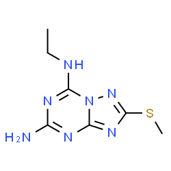 ChemSpider 2D Image | N~7~-Ethyl-2-(methylsulfanyl)[1,2,4]triazolo[1,5-a][1,3,5]triazine-5,7-diamine | C7H11N7S