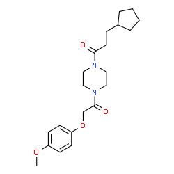 ChemSpider 2D Image | 3-Cyclopentyl-1-{4-[(4-methoxyphenoxy)acetyl]-1-piperazinyl}-1-propanone | C21H30N2O4
