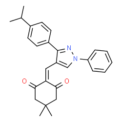 ChemSpider 2D Image | 2-{[3-(4-Isopropylphenyl)-1-phenyl-1H-pyrazol-4-yl]methylene}-5,5-dimethyl-1,3-cyclohexanedione | C27H28N2O2