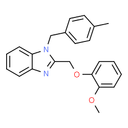 ChemSpider 2D Image | 2-[(2-Methoxyphenoxy)methyl]-1-(4-methylbenzyl)-1H-benzimidazole | C23H22N2O2