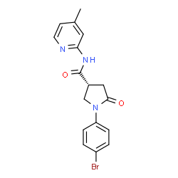 ChemSpider 2D Image | (3R)-1-(4-Bromophenyl)-N-(4-methyl-2-pyridinyl)-5-oxo-3-pyrrolidinecarboxamide | C17H16BrN3O2