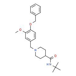 ChemSpider 2D Image | 1-[4-(Benzyloxy)-3-methoxybenzyl]-N-(2-methyl-2-propanyl)-4-piperidinecarboxamide | C25H34N2O3