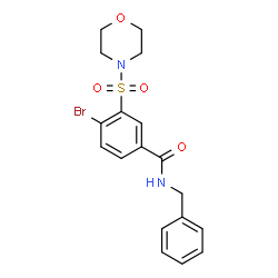 ChemSpider 2D Image | N-Benzyl-4-bromo-3-(4-morpholinylsulfonyl)benzamide | C18H19BrN2O4S