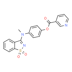 ChemSpider 2D Image | 4-[(1,1-Dioxido-1,2-benzothiazol-3-yl)(methyl)amino]phenyl nicotinate | C20H15N3O4S