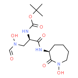 ChemSpider 2D Image | 2-Methyl-2-propanyl [(2R)-3-[formyl(hydroxy)amino]-1-{[(3S)-1-hydroxy-2-oxo-3-azepanyl]amino}-1-oxo-2-propanyl]carbamate | C15H26N4O7