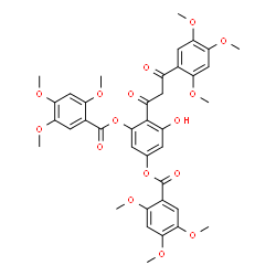 ChemSpider 2D Image | 5-Hydroxy-4-[3-oxo-3-(2,4,5-trimethoxyphenyl)propanoyl]-1,3-phenylene bis(2,4,5-trimethoxybenzoate) | C38H38O16