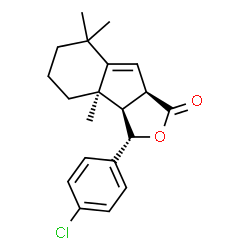ChemSpider 2D Image | (3S,3aR,3bR,8aR)-3-(4-Chlorophenyl)-3b,7,7-trimethyl-3,3a,3b,4,5,6,7,8a-octahydro-1H-indeno[1,2-c]furan-1-one | C20H23ClO2