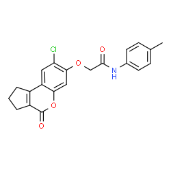 ChemSpider 2D Image | 2-[(8-Chloro-4-oxo-1,2,3,4-tetrahydrocyclopenta[c]chromen-7-yl)oxy]-N-(4-methylphenyl)acetamide | C21H18ClNO4
