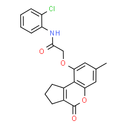 ChemSpider 2D Image | N-(2-Chlorophenyl)-2-[(7-methyl-4-oxo-1,2,3,4-tetrahydrocyclopenta[c]chromen-9-yl)oxy]acetamide | C21H18ClNO4