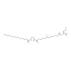 ChemSpider 2D Image | (5S)-5-Methyl-3-[(2R,13R)-2,8,13-trihydroxy-13-{(2S,5S)-5-[(1S)-1-hydroxytridecyl]tetrahydro-2-furanyl}tridecyl]-2(5H)-furanone | C35H64O7