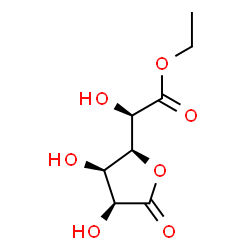 ChemSpider 2D Image | Ethyl (2R)-[(2S,3R,4S)-3,4-dihydroxy-5-oxotetrahydro-2-furanyl](hydroxy)acetate | C8H12O7