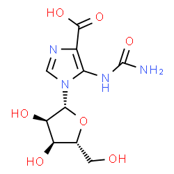 ChemSpider 2D Image | 5-(Carbamoylamino)-1-(beta-D-ribofuranosyl)-1H-imidazole-4-carboxylic acid | C10H14N4O7