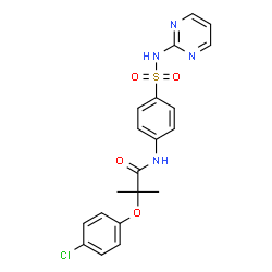 ChemSpider 2D Image | 2-(4-Chlorophenoxy)-2-methyl-N-[4-(2-pyrimidinylsulfamoyl)phenyl]propanamide | C20H19ClN4O4S