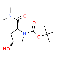 ChemSpider 2D Image | 2-Methyl-2-propanyl (2S,4S)-2-(dimethylcarbamoyl)-4-hydroxy-1-pyrrolidinecarboxylate | C12H22N2O4