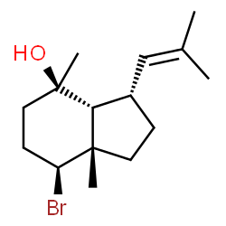 ChemSpider 2D Image | (3S,3aR,4R,7S,7aS)-7-Bromo-4,7a-dimethyl-3-(2-methyl-1-propen-1-yl)octahydro-1H-inden-4-ol | C15H25BrO