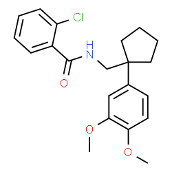 ChemSpider 2D Image | 2-Chloro-N-{[1-(3,4-dimethoxyphenyl)cyclopentyl]methyl}benzamide | C21H24ClNO3