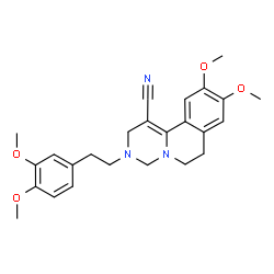 ChemSpider 2D Image | 3-[2-(3,4-Dimethoxyphenyl)ethyl]-9,10-dimethoxy-3,4,6,7-tetrahydro-2H-pyrimido[6,1-a]isoquinoline-1-carbonitrile | C25H29N3O4
