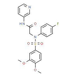 ChemSpider 2D Image | N~2~-[(3,4-Dimethoxyphenyl)sulfonyl]-N~2~-(4-fluorophenyl)-N-3-pyridinylglycinamide | C21H20FN3O5S