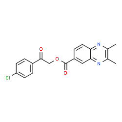 ChemSpider 2D Image | 2-(4-Chlorophenyl)-2-oxoethyl 2,3-dimethyl-6-quinoxalinecarboxylate | C19H15ClN2O3