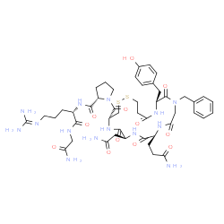 ChemSpider 2D Image | 1-{[(4R,7S,10S,16S)-7-(2-Amino-2-oxoethyl)-10-(3-amino-3-oxopropyl)-14-benzyl-16-(4-hydroxybenzyl)-6,9,12,15,18-pentaoxo-1,2-dithia-5,8,11,14,17-pentaazacycloicosan-4-yl]carbonyl}-L-prolyl-N~5~-(diami
nomethylene)-L-ornithylglycinamide | C46H64N14O12S2