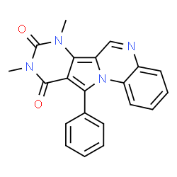 ChemSpider 2D Image | 7,9-Dimethyl-11-phenyl-7H-5,7,9,11a-tetraaza-benzo[a]fluorene-8,10-dione | C21H16N4O2