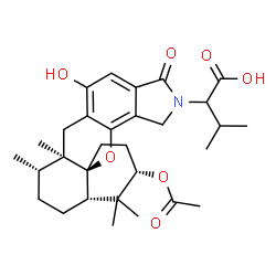 ChemSpider 2D Image | 2-[(6aR,7S,9aS,11S,13aS)-11-Acetoxy-5-hydroxy-6a,7,10,10-tetramethyl-3-oxo-1,3,6,6a,7,8,9,9a,10,11,12,13-dodecahydro-2H-benzo[8,8a]chromeno[2,3-e]isoindol-2-yl]-3-methylbutanoic acid | C30H41NO7