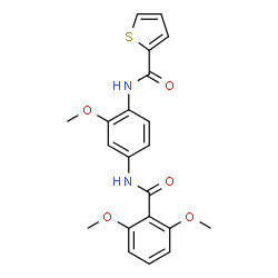 ChemSpider 2D Image | N-{4-[(2,6-Dimethoxybenzoyl)amino]-2-methoxyphenyl}-2-thiophenecarboxamide | C21H20N2O5S