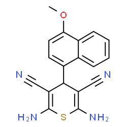 ChemSpider 2D Image | 2,6-Diamino-4-(4-methoxy-1-naphthyl)-4H-thiopyran-3,5-dicarbonitrile | C18H14N4OS
