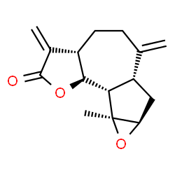 ChemSpider 2D Image | (3aS,6aR,7aR,8aS,8bS,8cS)-8a-Methyl-3,6-bis(methylene)decahydrooxireno[2,3]azuleno[4,5-b]furan-2(3H)-one | C15H18O3