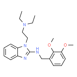 ChemSpider 2D Image | 1-[2-(Diethylamino)ethyl]-N-(2,3-dimethoxybenzyl)-1H-benzimidazol-2-amine | C22H30N4O2