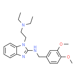 ChemSpider 2D Image | 1-[2-(Diethylamino)ethyl]-N-(3,4-dimethoxybenzyl)-1H-benzimidazol-2-amine | C22H30N4O2