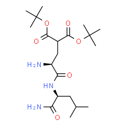 ChemSpider 2D Image | Bis(2-methyl-2-propanyl) [(2S)-2-amino-3-{[(2S)-1-amino-4-methyl-1-oxo-2-pentanyl]amino}-3-oxopropyl]malonate | C20H37N3O6