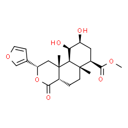 ChemSpider 2D Image | Methyl (2S,4aS,6aR,7R,9S,10R,10aS,10bR)-2-(3-furyl)-9,10-dihydroxy-6a,10b-dimethyl-4-oxododecahydro-2H-benzo[f]isochromene-7-carboxylate | C21H28O7